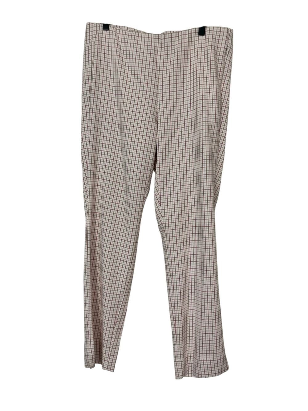 J Jill Womens Essential Cotton Stretch Pink Tan White Plaid Pants Size 10